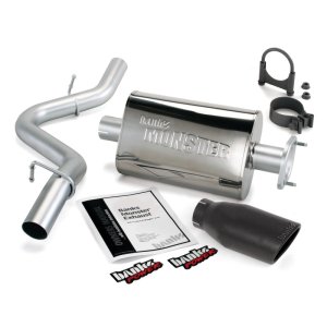 Jeep Wrangler Performance Exhaust - Rear - Banks Power - Monster, Single Exit, Cerakote Black Tip - Chrome - `00-`03